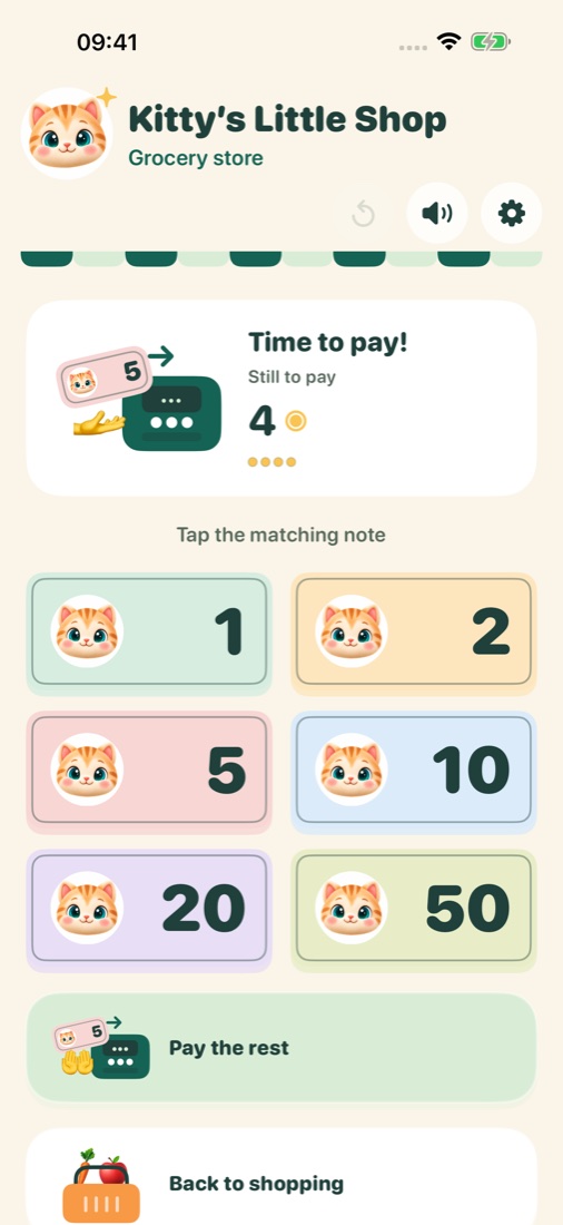 Choose the play money for your purchase.