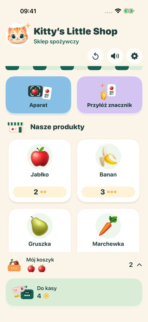 Kitty’s Little Shop na iPhonie: produkty spożywcze, skaner QR i koszyk
