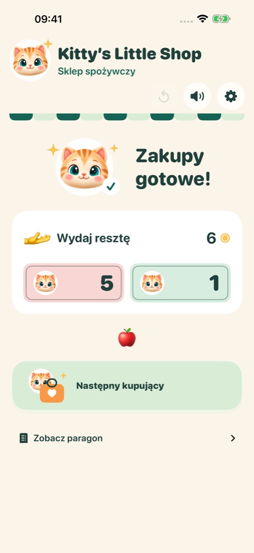 Wydaj resztę i rozpocznij nową historię zakupów.